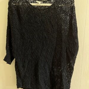 Eileen Fisher cotton sweater medium Black asymmetrical